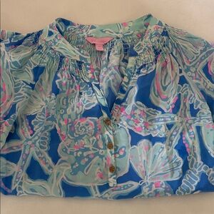 Lilly Pulitzer Blue and Pink Floral Blouse